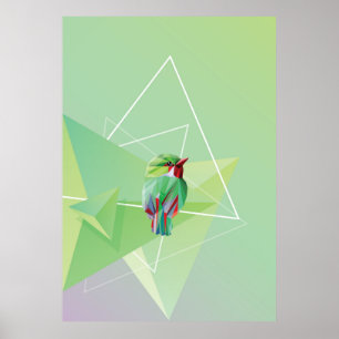 Singvogel in abstraktem Grün Poster