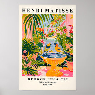 Singvögel in einem Vogelbad, Matisse Kunst Druck, Poster