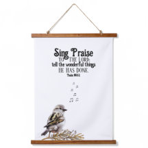 Singvogel mit Musiknoten Psalm Bible Verse