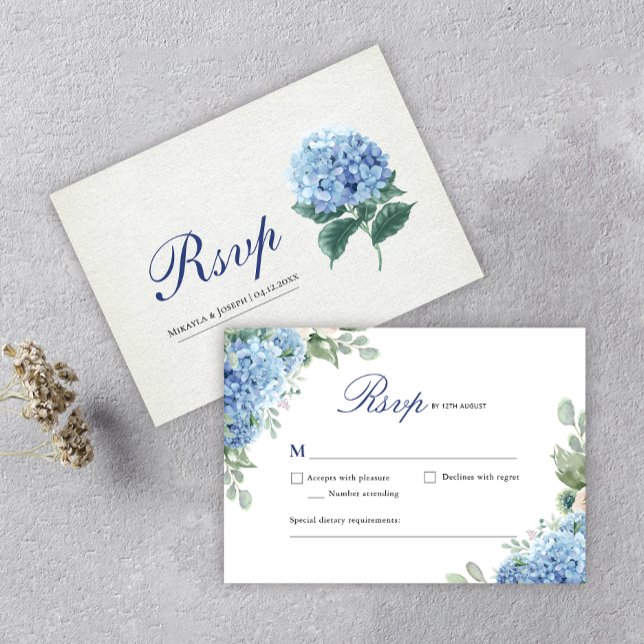 SINI Blue Hydrangea Response Card RSVP Karte (Von Creator hochgeladen)