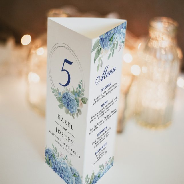 SINI Blue Hydrangea Tri Fold Menü Poster (Von Creator hochgeladen)