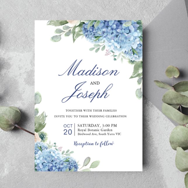 SINI Blue Hydrangea Wedding Invite Einladung (Von Creator hochgeladen)