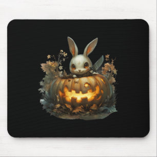 Sinister Bunny Mayhem Creepy Halloween Bunny Pumpk Mousepad
