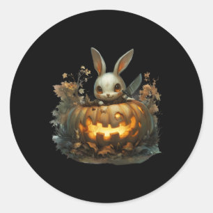 Sinister Bunny Mayhem Creepy Halloween Bunny Pumpk Runder Aufkleber