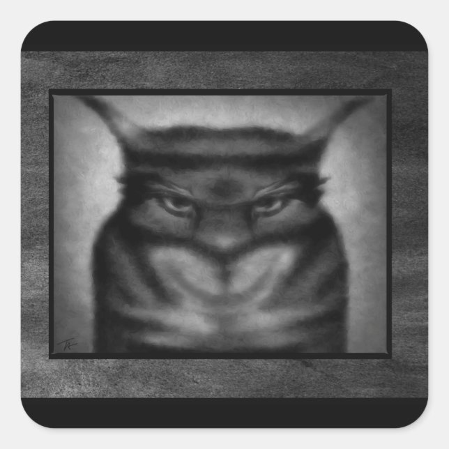 Sinister Cat Quadratischer Aufkleber (Vorderseite)