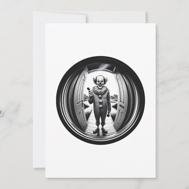 Sinister Clown an deiner Tür | Fisheye Einladung (Vorderseite)