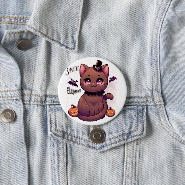 Sinister Elegance: Kawaii Chausie Cat Meets Hallow Button (Beispiel)