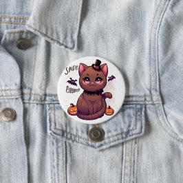 Sinister Elegance: Kawaii Chausie Cat Meets Hallow Button