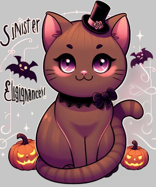 Sinister Elegance: Kawaii Chausie Cat Meets Hallow Hoodie (Saum)