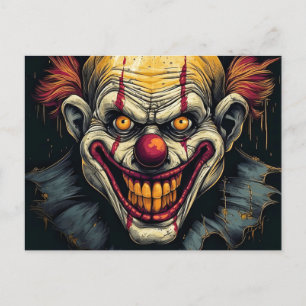 Sinister Funhouse Sideshow Clown Illustration Postkarte