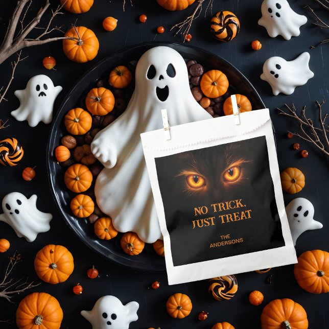 Sinister Glowing Orange Eyes Halloween Geschenktütchen (Sinister Glowing Orange Eyes Halloween Favor Bags.)