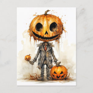Sinister Gothic Halloween Pumpkin Man Postkarte