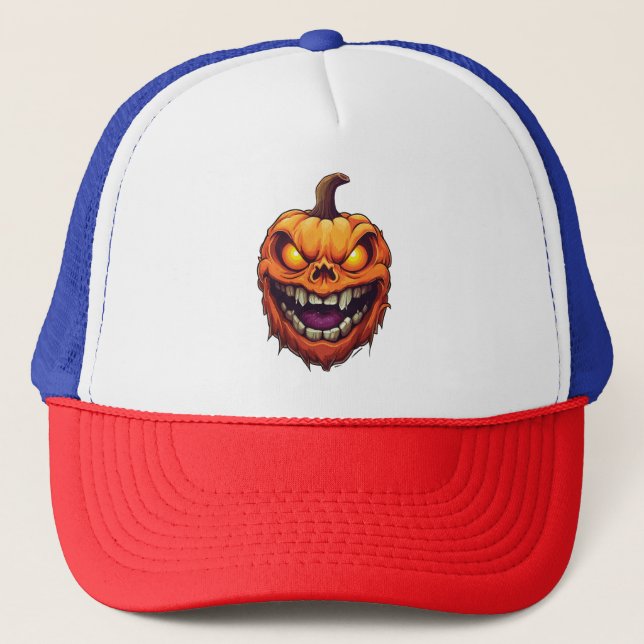 Sinister Grinning Pumpkin Head Truckerkappe (Vorderseite)
