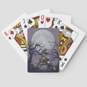 Sinister Hexe Casting a Zauber in einem dunklen Wa Spielkarten