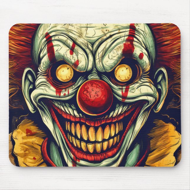 Sinister Karneval Clown Illustration Art Mousepad (Vorne)