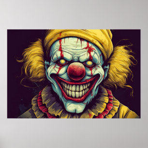 Sinister Karneval Clown Illustration Art Poster