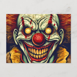 Sinister Karneval Clown Illustration Art Postkarte