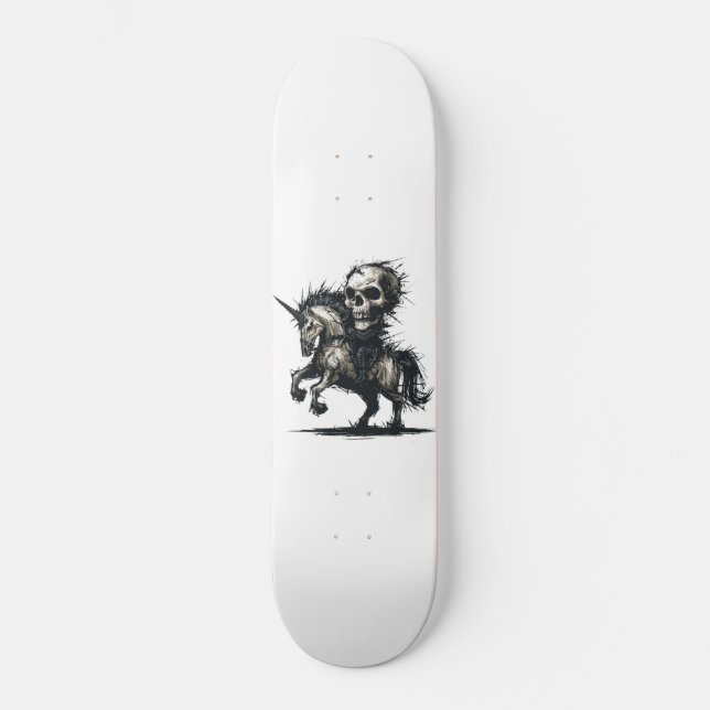 Sinister Skull Unicorn Ride Skateboard (Vorderseite)