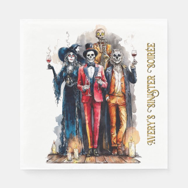 Sinister Soirée Halloween Gotisches Party Dekor Serviette (Vorderseite)