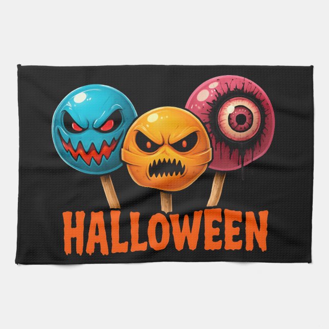 Sinister Süßigkeiten Halloween Geschirrtuch (Horizontal)