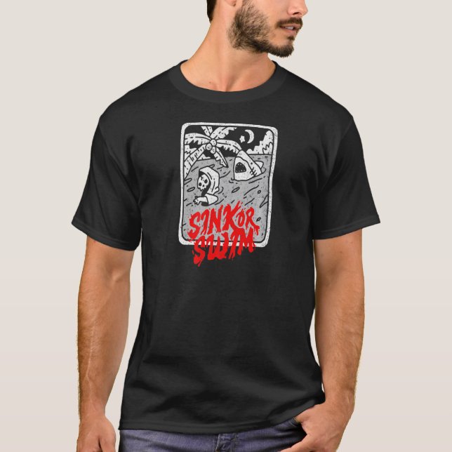 Sink oder Swim Gothic Surfer Tarot Satanic Hexe Go T-Shirt (Vorderseite)