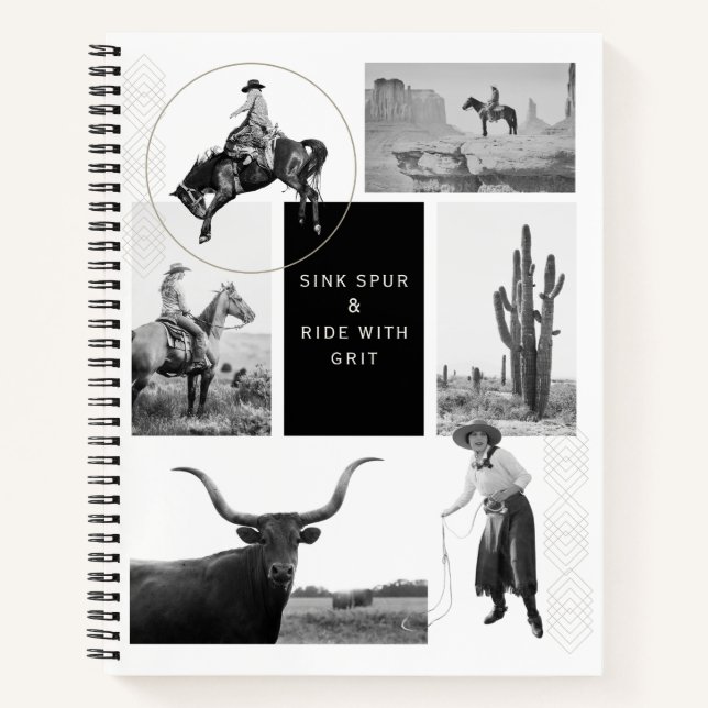 Sink Spur & Ride Cowgirl Notebook Notizbuch (Vorderseite)