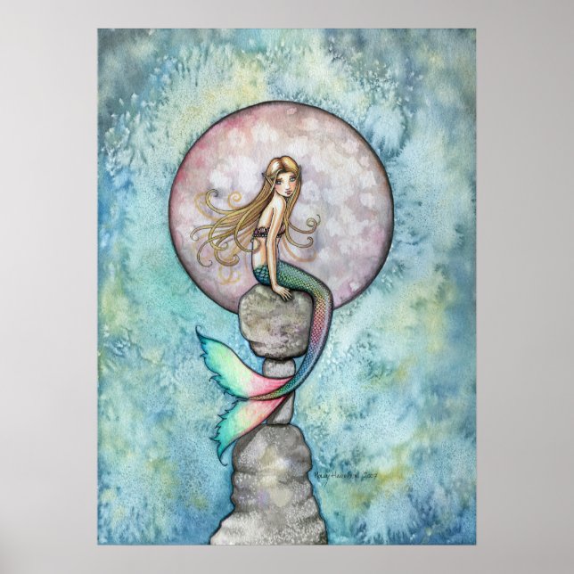 Sinken Moon Mermaid Poster Print (Vorne)