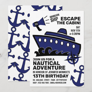 Sinking Ship Thema Escape Room, Geburtstagsparty Einladung