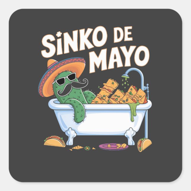 Sinko de Mayo Cinco De Mayo Cactus Funny Quadratischer Aufkleber (Vorderseite)