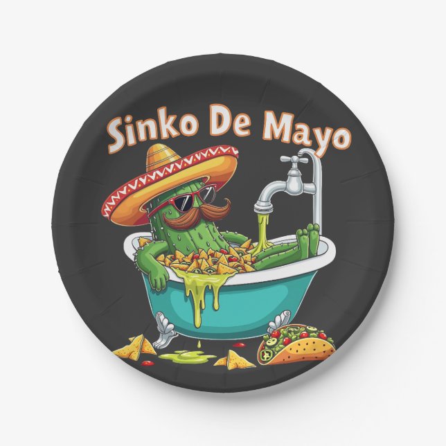 Sinko de Mayo"Funny Cinco de Mayo Cactus Pappteller (Vorderseite)