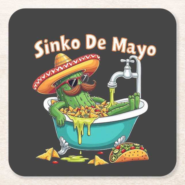 Sinko de Mayo"Funny Cinco de Mayo Cactus Rechteckiger Pappuntersetzer (Vorderseite)