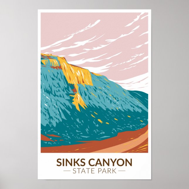 Sinks Canyon Staat Park Wyoming Vintag Poster (Vorne)
