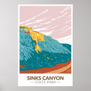 Sinks Canyon Staat Park Wyoming Vintag Poster