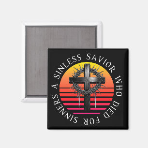 Sinless Savior, Christliches Kreuz Magnet