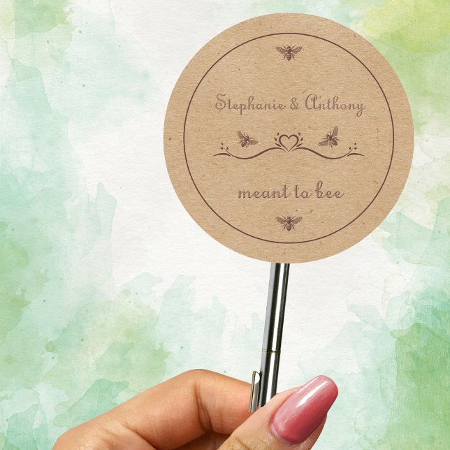 Sinn für Personalisierte Rustikale Bienenhochzeit Runder Aufkleber (Von Creator hochgeladen)