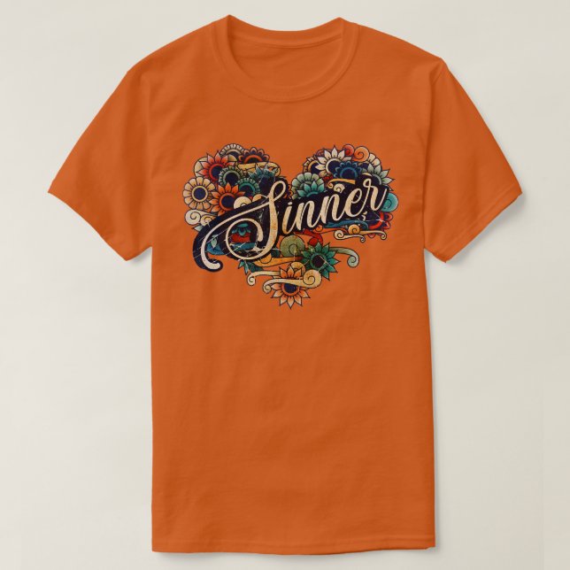 Sinner VIGNETTE VINTAG FARBE T-Shirt (Design vorne)