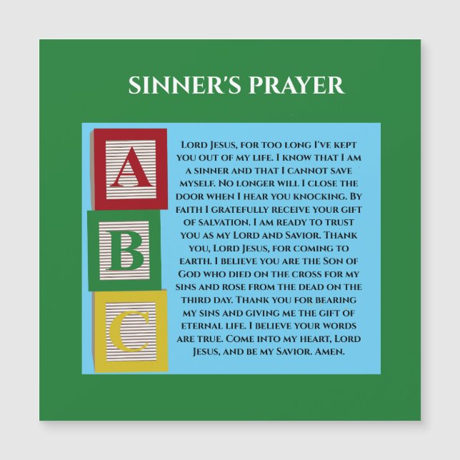 SINNERS PRAYER MAGNETKARTE (Vorderseite)