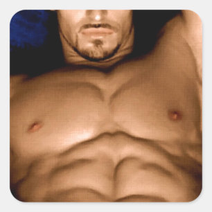 Sinnlich Man on Bed - Originalbild Quadratischer Aufkleber