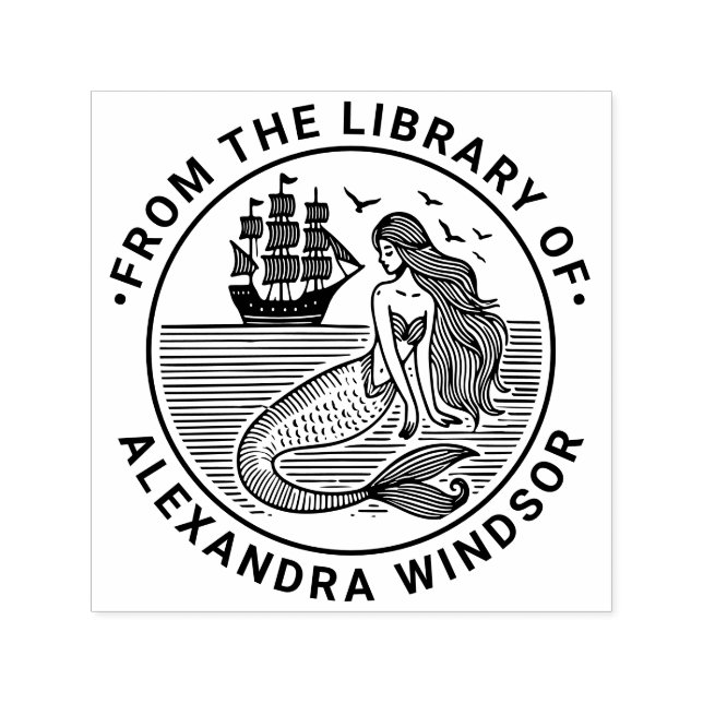 Sinnlich Mermaid Siren, Schiffsbibliothek Buchname Permastempel (Design)