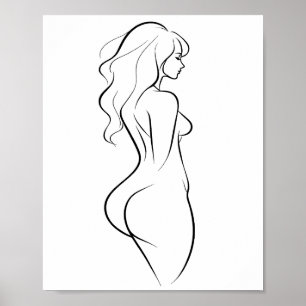 Sinnliche Frauenkörper-Strichzeichnung Minimalisti Poster