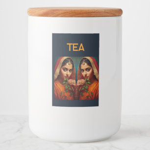Sinnliche indische Teepflückerin Lebensmitteletikett