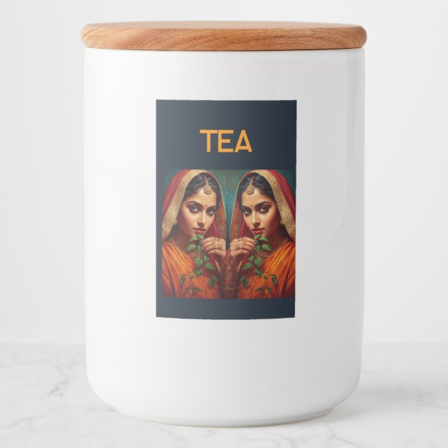 Sinnliche indische Teepflückerin Lebensmitteletikett (Vorderseite)