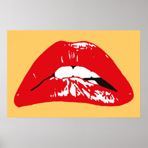 Sinnliche Lippen beißen Retro-Plakat Poster