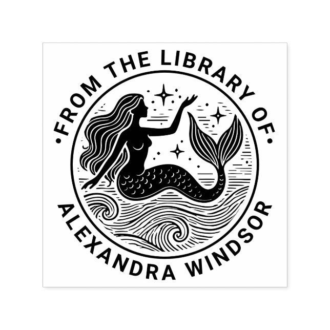 Sinnliche Meerjungfrau in der Bibliothek der Ozean Permastempel (Design)