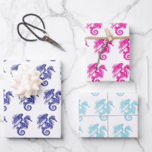 Sinnliche Meerjungfrau reitet Seepferd DIY Farben Geschenkpapier Set