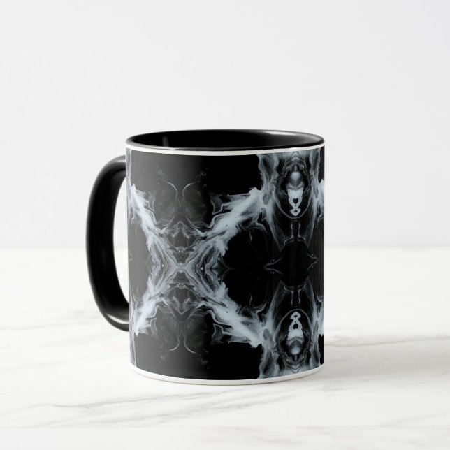 Sins and Virtues Abstract Black White Fluid Art Tasse (Vorderseite Links)