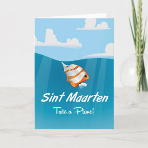 Sint-Maarten-Feiertags-Reiseplakat-Cartoon. Feiertagskarte