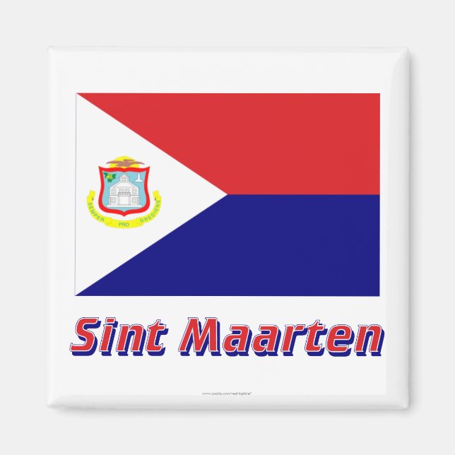 Sint Maarten-Flagge mit Namen Magnet (Vorne)