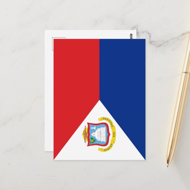 Sint Maarten Flagge Postkarte (Vorderseite/Rückseite Beispiel)