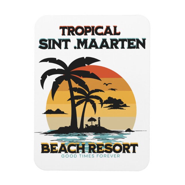 Sint Maarten Plage Resort Tropisch Magnet (Vertikal)